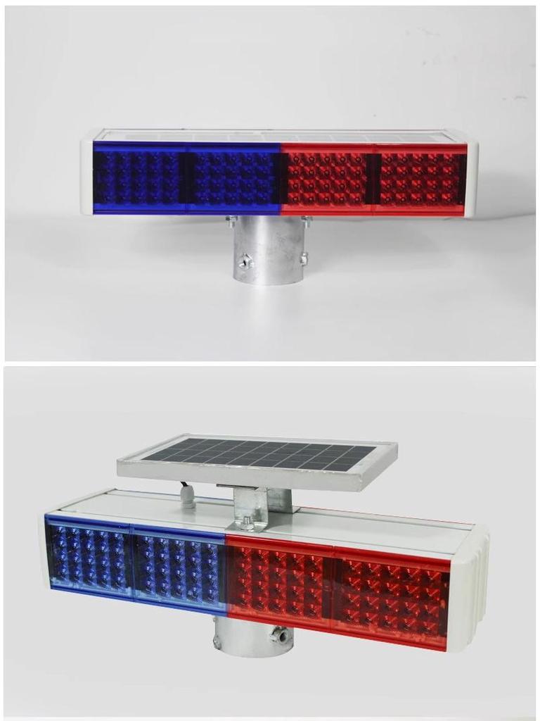 Solar-Powered Red & Blue Strobe Traffic Warning Light for Construction Zones and Intersections