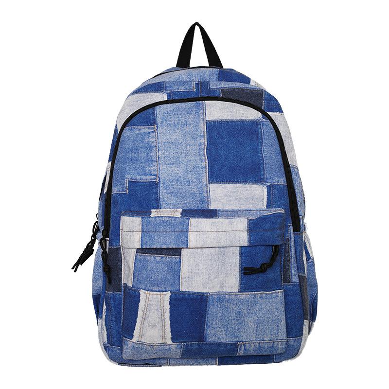 

Цветной контрастный студенческий школьный рюкзак, мужской рюкзак большой емкости, женский рюкзак синий