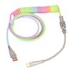 Gaming Keyboard Cable Gradient Color RGB Luminous Custom Mechanical Keyboard Retractable USB C Coiled Spring Cable Type
