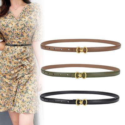 New Genuine Leather Thin Belt Women's Decorative Dress Jeans Fashionable and Versatile Thin Belt Retro Style Trousers
