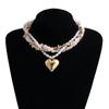 Pink Gold Gold Plated Pendant Necklace Three-Layer Clavicle Chain  Birthday Party