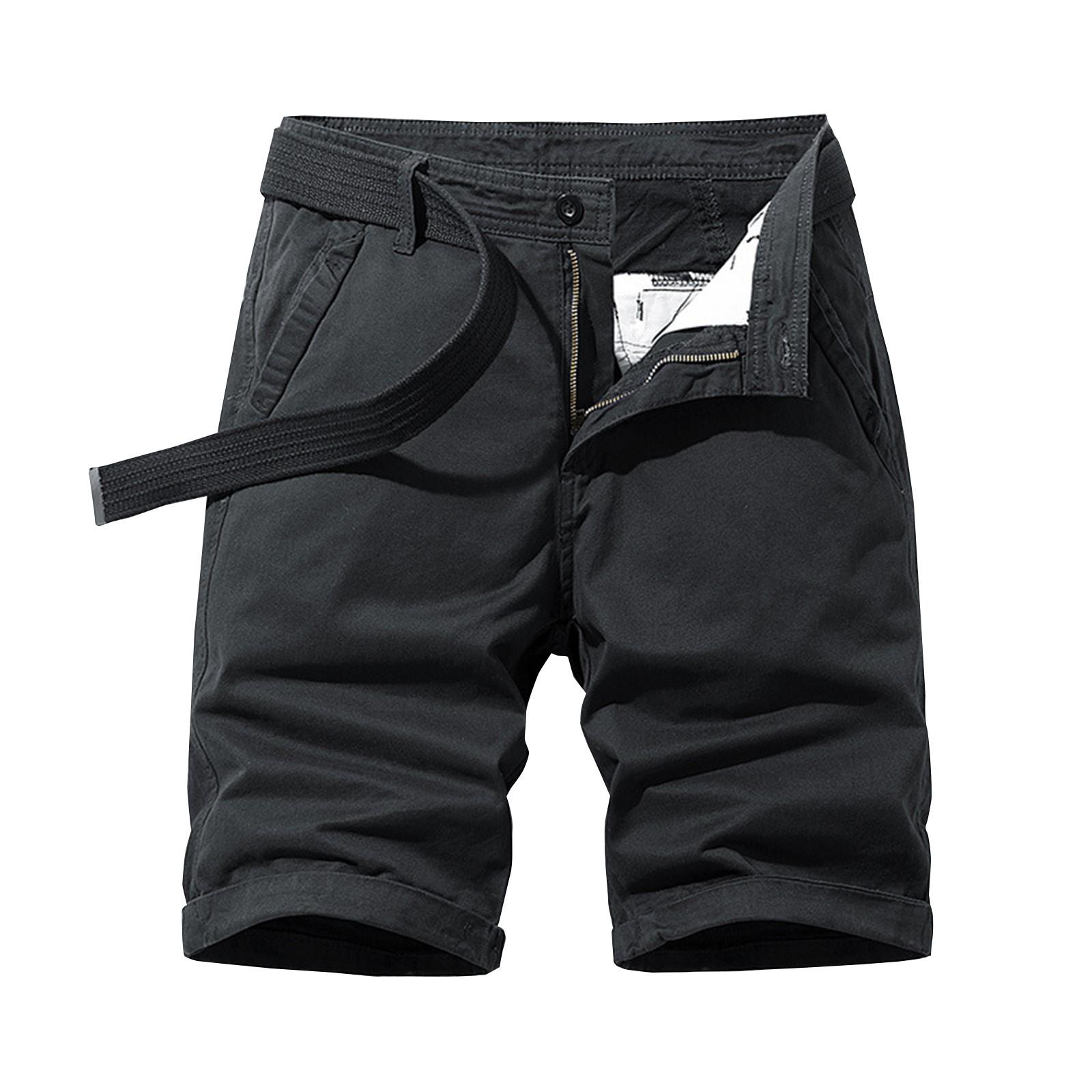 

Мужские летние шорты-карго с несколькими карманами. Мужские повседневные модные однотонные свободные шорты-карго. 32 чёрный