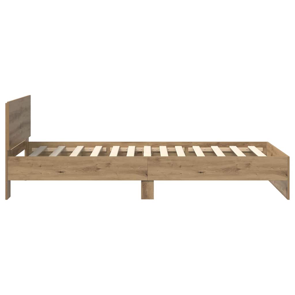 Artisan Oak LED Bed Frame with Headboard 90 x 200 cm Wood Based Material
