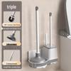 Wall-Mounted Toilet Brush & Plunger Set - No Dead Angle Cleaning for Household Bathrooms