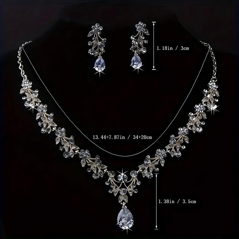 Fashion Bridal Jewelry Wedding Accessories Zircon Rhinestone Set Wedding Banquet Party Versatile Luxury Women's Necklace Earring