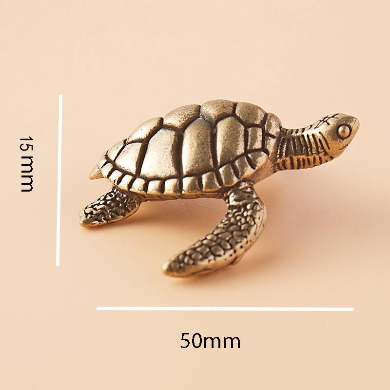 Brass Turtle Statue Desktop Ornaments Vintage Copper Tortoise Miniatures Figurines Toy Model Home Decorations Accessories