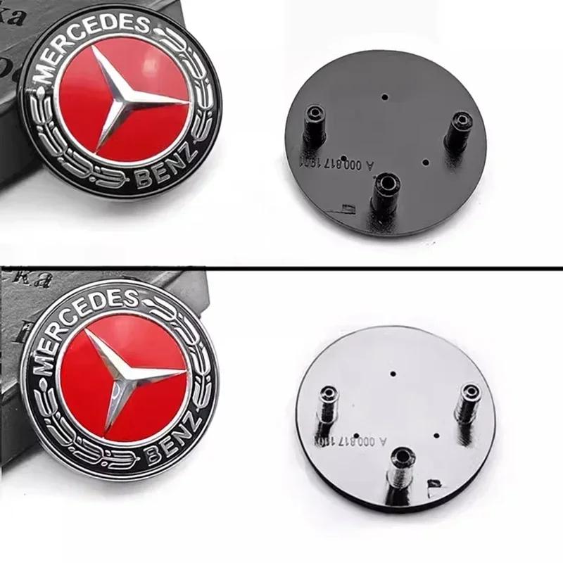 

Car Sticker For Mercedes Benz 3 Pins ABS Car Emblem Front Top Grille Hood Edge Head Bonnet Badge for Mercedes Benz New E/S Class black base 38mm