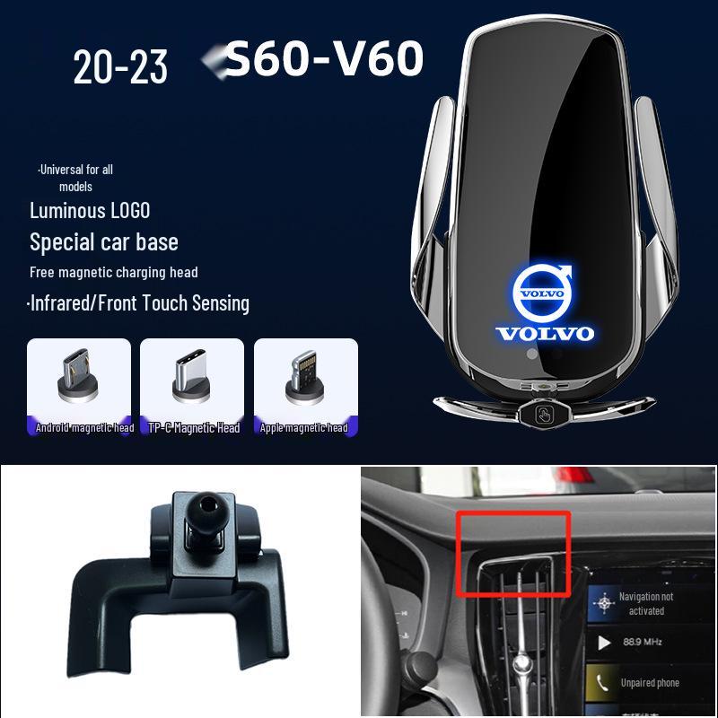 Volvo XC60/S90/V90/S60/V69 için Uyumlu Manyetik Kablosuz Hızlı Şarj Cihazı ve Telefon Tutucu