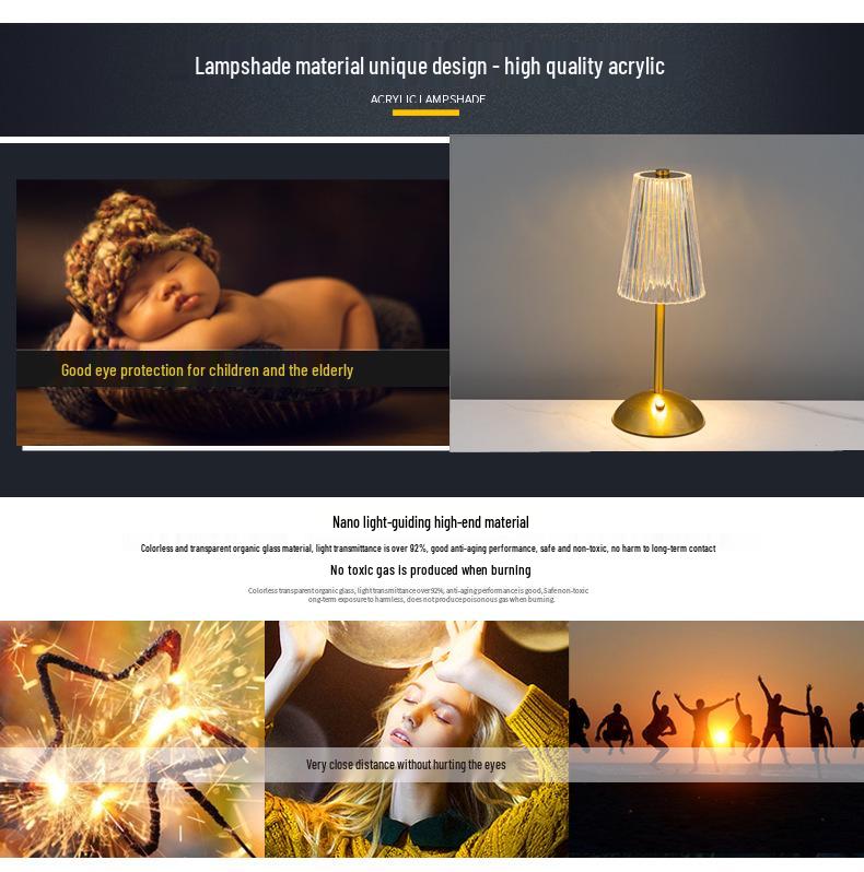 Lampă de Noptieră Elegantă cu Dimmer Tactil din Cristal