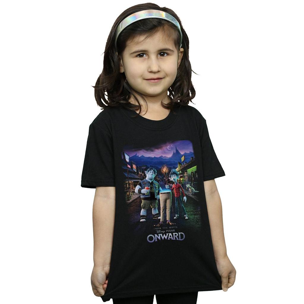 Disney Mädchen Onward Charakter Poster Baumwoll-T-Shirt