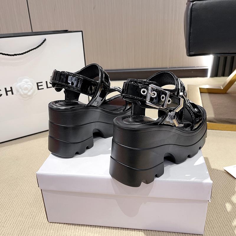 Fashion 10CM Summer Hollowed-out Breathable Thin Sandals Women New All-match High-heeled Platform Sandals Punk Thick Heel Shoes Size 42