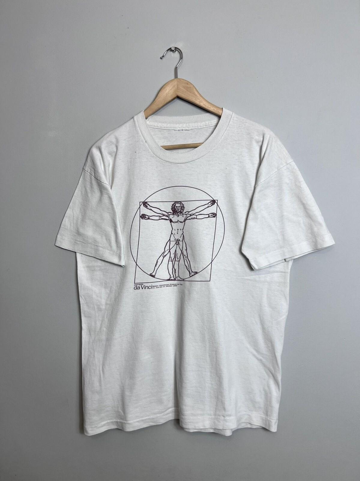 Art Vintage 90s 1995 Leonardo Da Vinci Vitruvian Man Unisex T-Shirt XXXXL