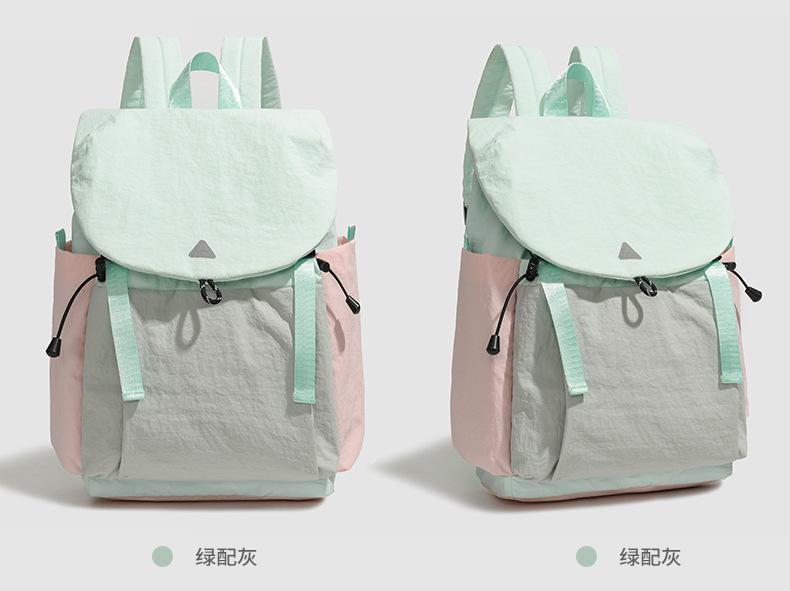 Schoolbag new high-value Mori ins fresh contrasting color splicing backpack women's lightweight travel large-capacity backpack