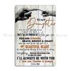 To My Daughter from mom strong brave bright smart When Its Too Hard to Look Back Metal Printing Plaques Home Tin Sign Poster