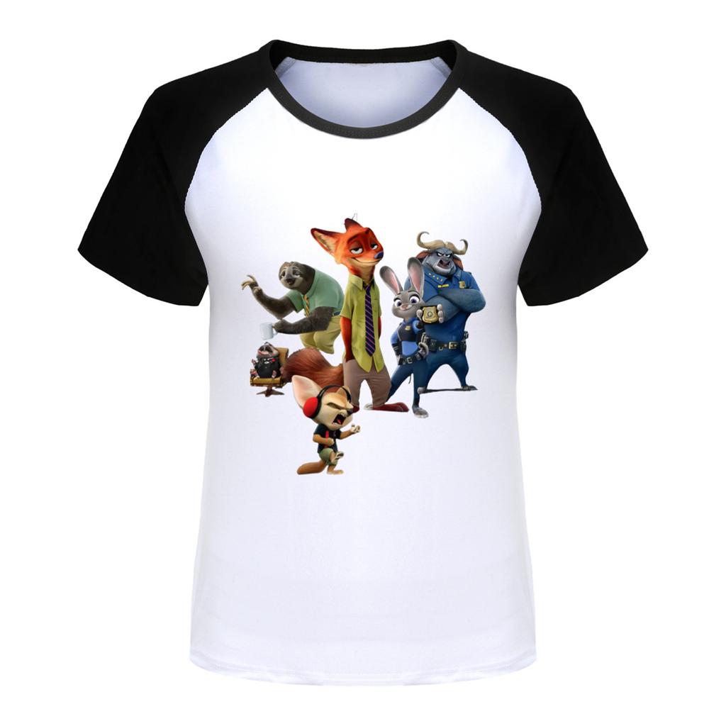 Fashionable Round Neck Short Sleeve Work Clothes Printed Tops For KID Summer Tops