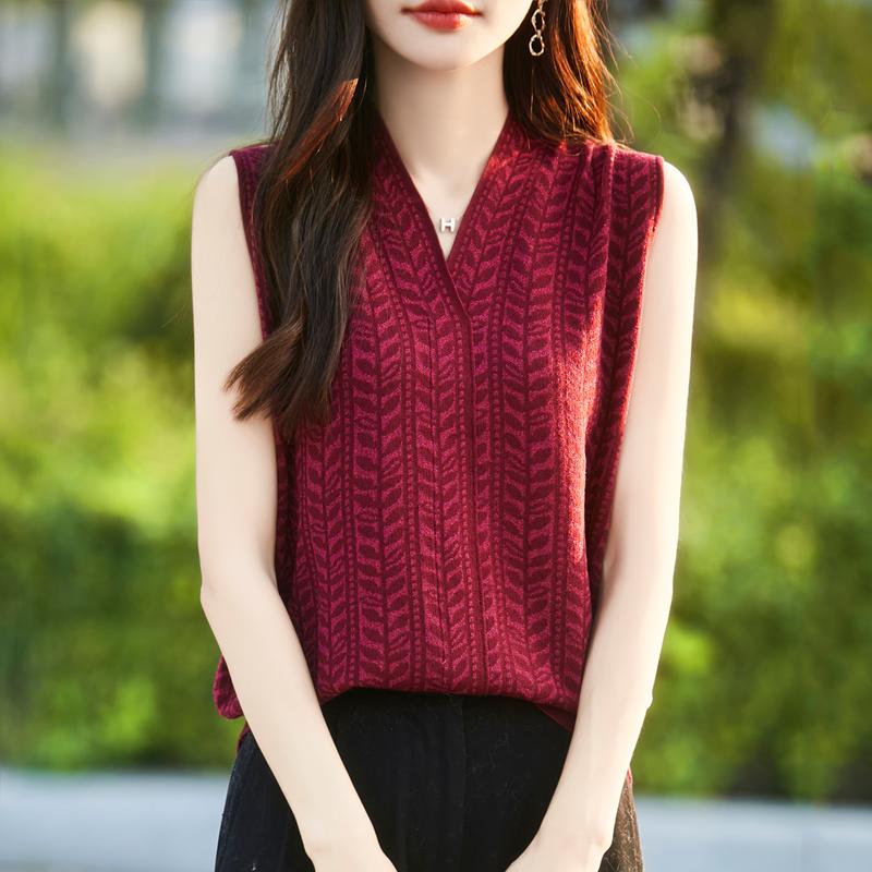 Dámská kašmírová vesta Qinghe kašmír 50% vlna 50% hedvábí Dámská podzimní a zimní kašmírová vesta měkká a hřejivá