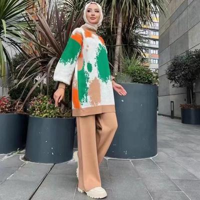 Womens 2 Piece Sweater Set Loose Knitted Long Sleeve Pullover Tops and Wide Leg Pants Lounge Matching Sets Fall Winter Outfits Sweatsuit for Women