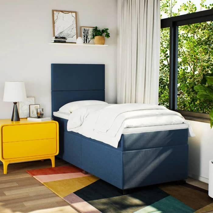 Maison Exclusive - Sommier à lattes de lit avec matelas Bleu 80x200 cm Tissu