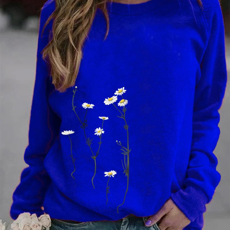 Women's Printed Long-sleeved Round Neck Sweater