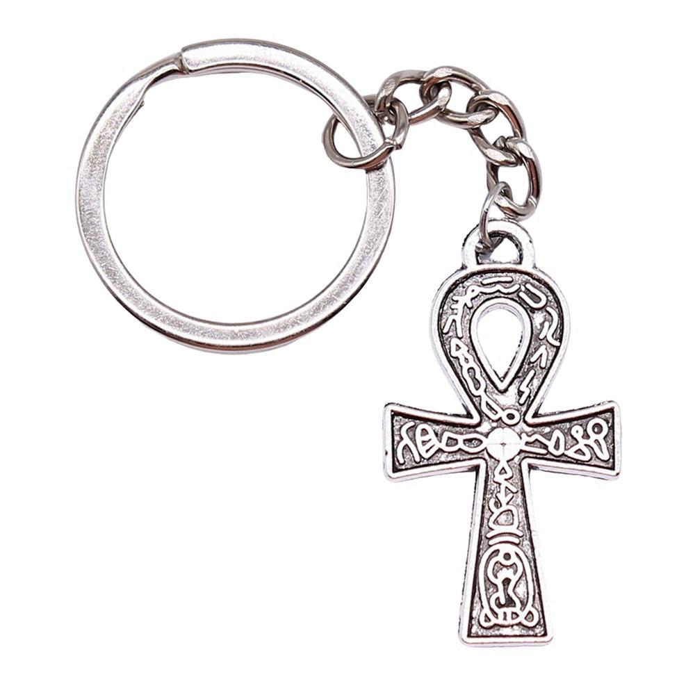 Portachiavi con Ciondolo Croce Ankh Amuleto Egiziano Portachiavi Anello 28mm