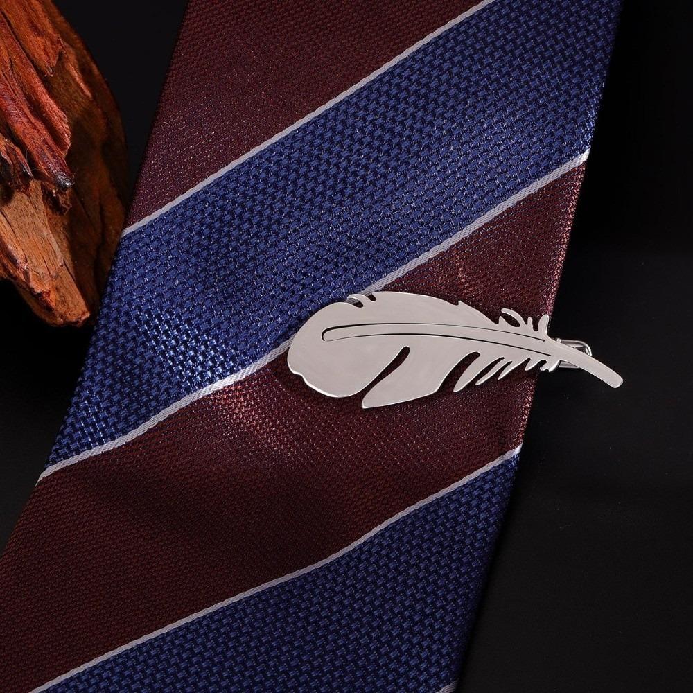 Titanium Steel Leaves Tie Clip Simple Necktie Buckle Fashion Feather Tie Pin Suit Accessories