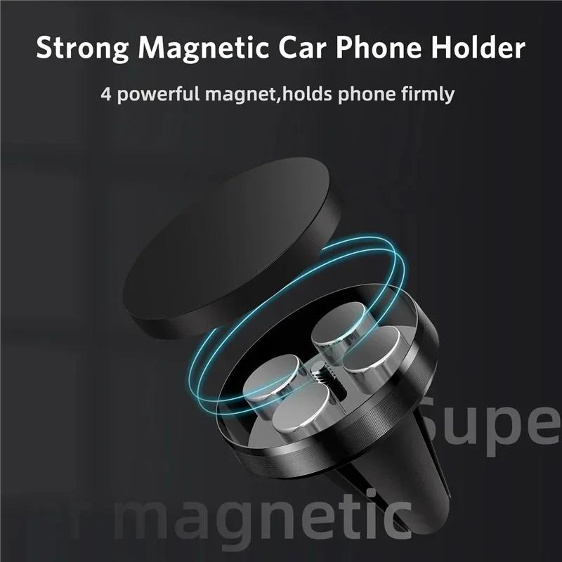 Magnetic Car Phone Holder Air Vent Smartphone Stand Cell GPS Mount For Mag-safe iPhone 16 15 14 13 12 Pro Xiaomi Samsung Stand