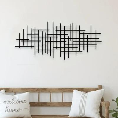 1ks Kovová nástěnná socha - Abstraktní mřížkovaný kryt. Nástěnná dekorace s geometrickým vzorem. Hlavní dekorace na zavěšení na zeď. Samolepka na zeď.