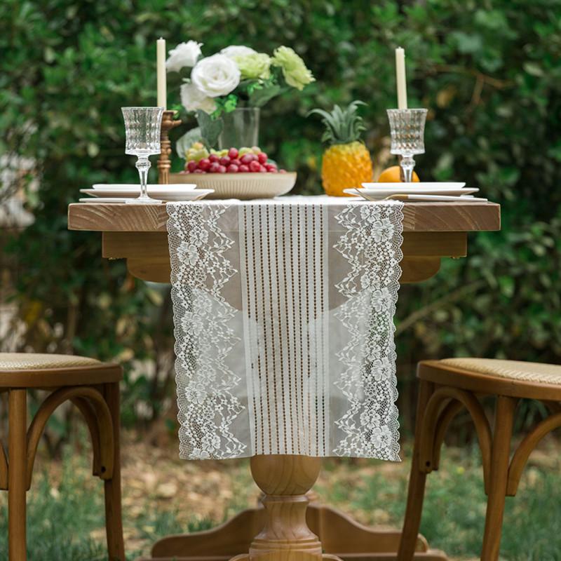 Elegant French Romantic White Lace Table Runner Perfect for Weddings, Restaurants & Home Decor