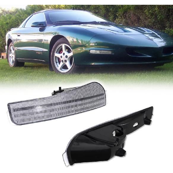 

Smoked Lens Front Bumper Corner Side Marker Parking Lights Housing Assembly Compatible with 1993-1997 Pontiac Firebird Trans Am Daytime Running Clear Lens Front Signal L