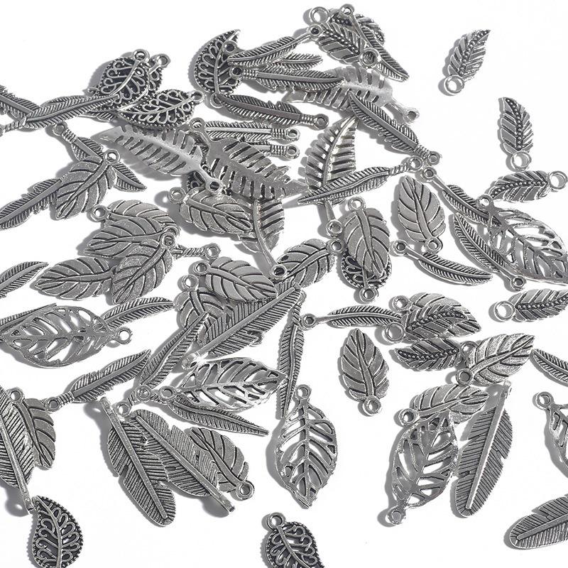 Handmade Antique Silver Leaf Jewelry Accessories for DIY Bracelets and Necklaces.