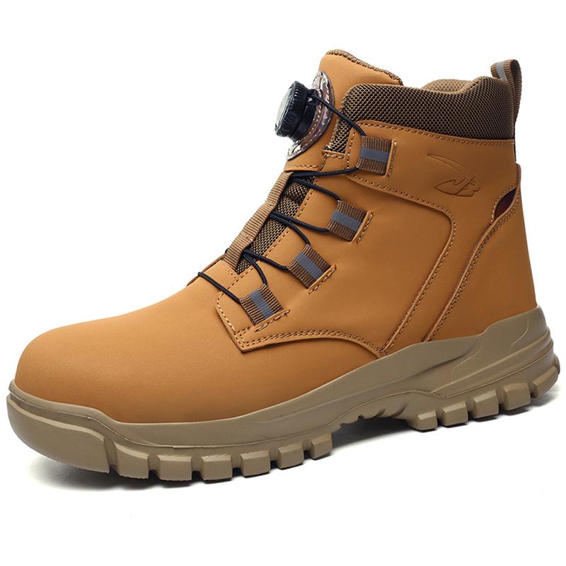 Waterproof Men Boots Rotating Buttons Safety Shoes Men Puncture-Proof Work Boots Steel Toe Shoes Light Indestructible Shoes