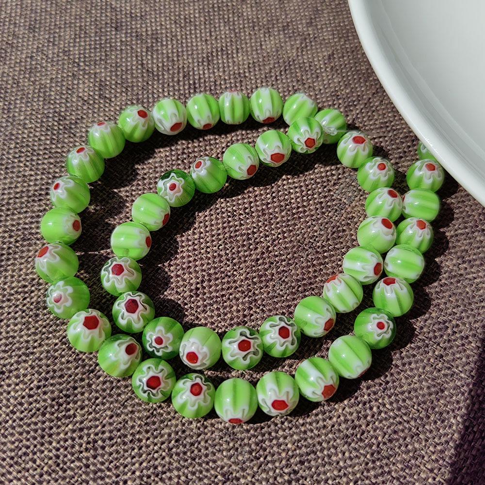 Millefiori Glass Beads 8mm - Round, Single Flower, Loose Beads for DIY Jewelry