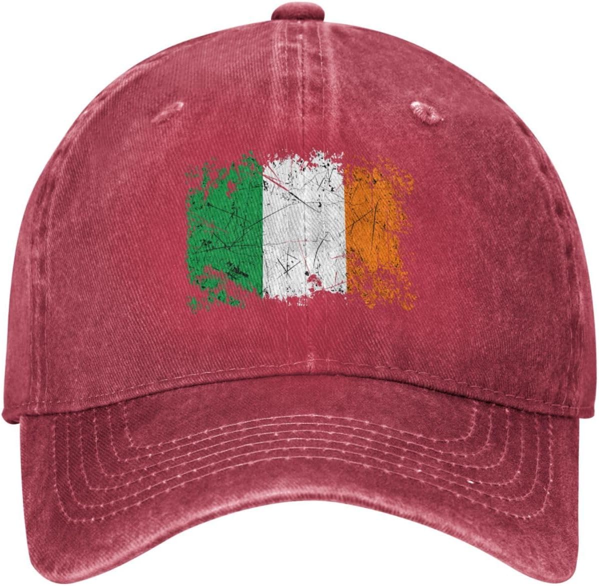 Distressed Ireland Flag Baseball Cap Washed Cotton Adjustable Unisex Casual Cap for Men Women One Size