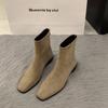 Premium Sense Retro Foreign Style Small Short Boots Women's 2025 Autumn Single Boots Thick Heel Thin Boots French Suede Small Ankle Boots