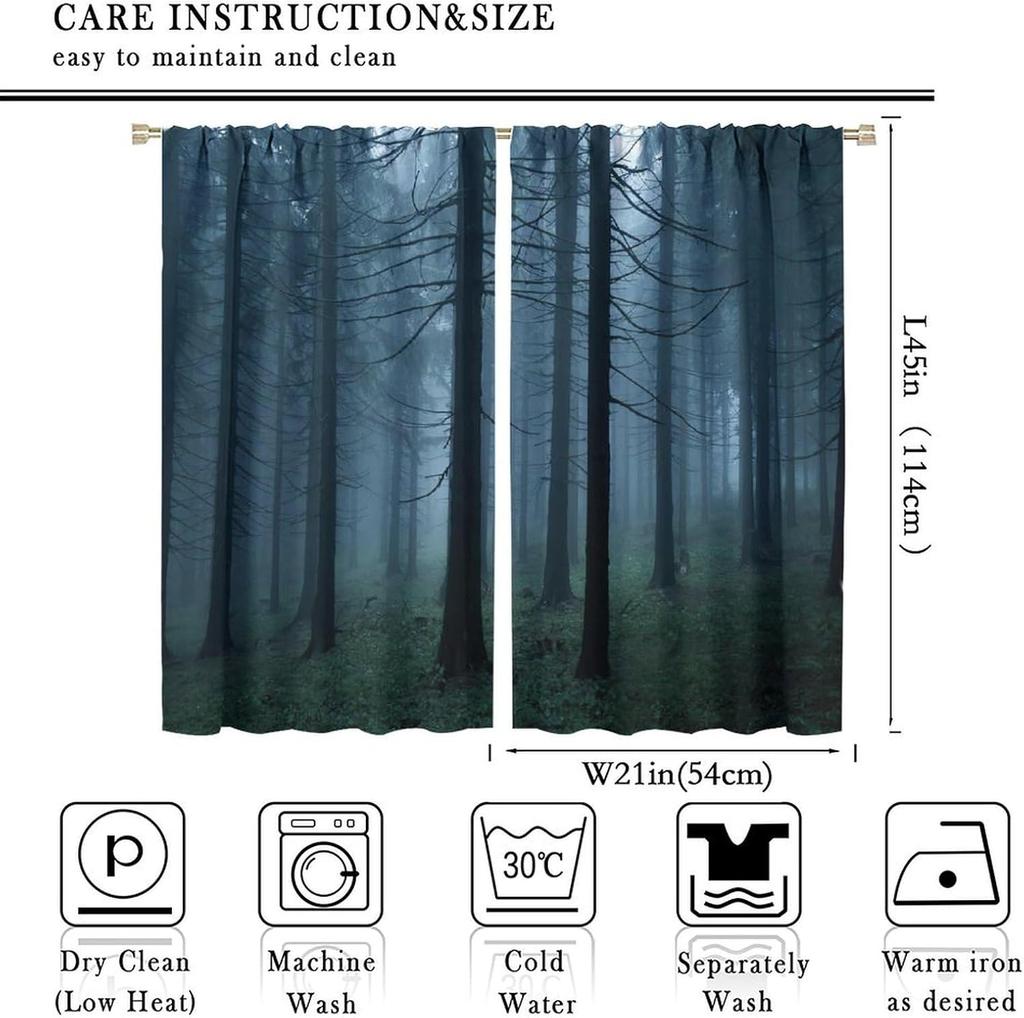 Forest Curtains Mysterious Mist Fall Nature Scenery Window Treatments Bedroom Living Room Darkening Made Of Polyester Area Decor