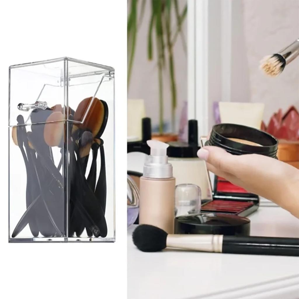 1 Stück Make-up-Pinsel Aufbewahrungsbox, schlichtes und transparentes multifunktionales Make-up-Pinsel-Aufbewahrungsgestell, schlicht, langlebig und praktisch