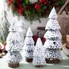 Christmas Tree Ornaments Small Decorative Snow Pine Tree with Base Party Supplies for Home Holiday Desktop Decoration