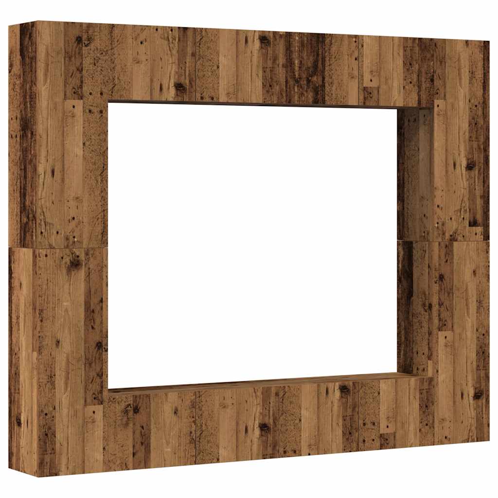 8 Piece Wall Mounted TV Cabinet Set Rustic Wood Look Engineered Wood