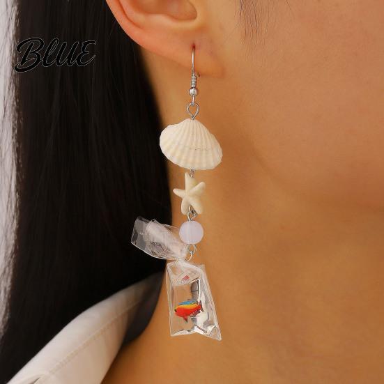 Lightweight Earrings 1 Pair Tropical Fish Bag Dangle Ocean Beach