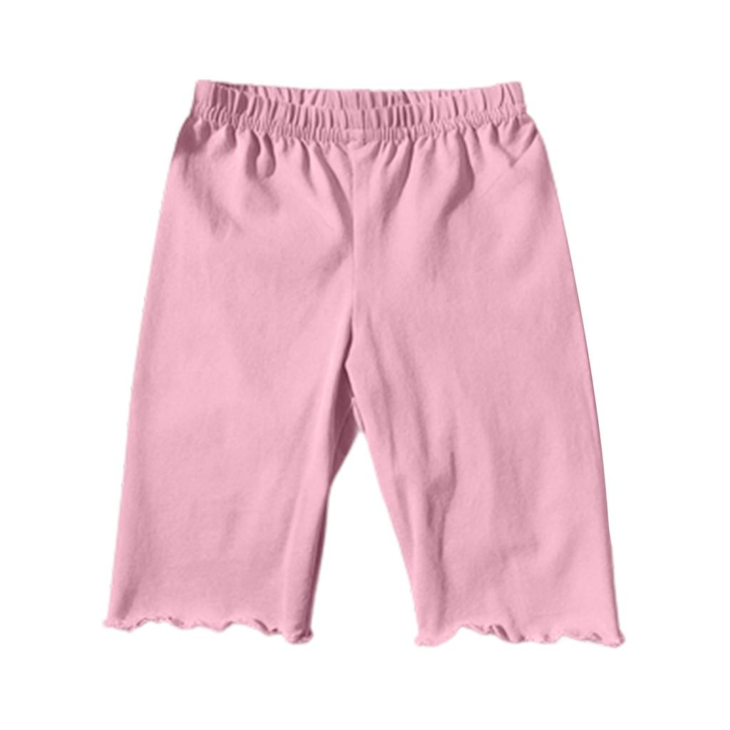 Kids Fashion Casual Five-Point Shorts Slim Fit Elastic Waistband Ruffled Edge Comfortable Playwear Bottoms for Children