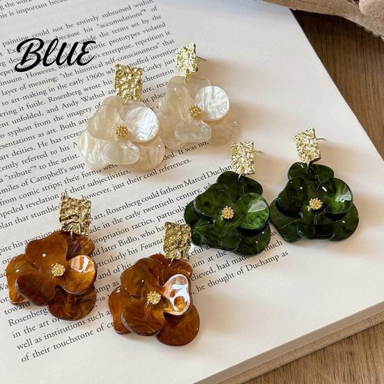 Stud Earrings Anniversary Gift 1 Pair Women Exaggerated Flower Shape