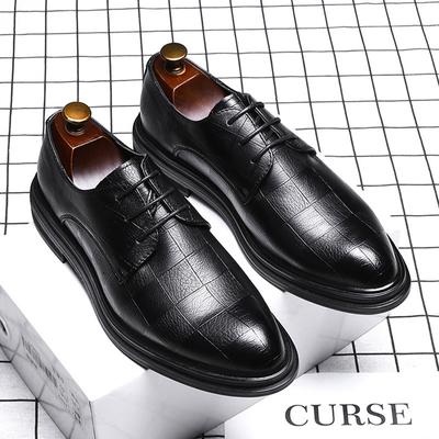 Herbst- und Winter Herren Lederschuhe Business Kleider Lederschuhe Herren Schnürschuhe Freizeitschuhe Herrenschuhe Karomuster Spitze 3014-G