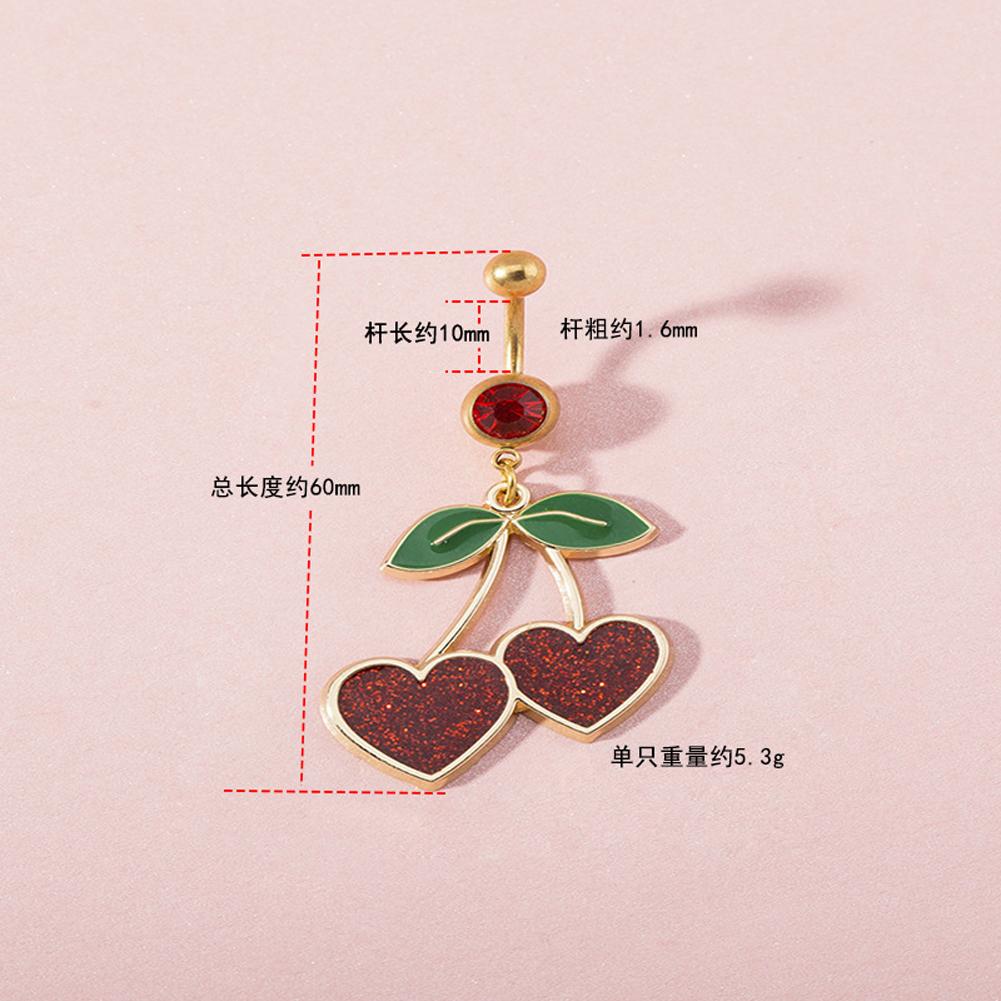 Women Navel Rings Loving Heart Cherry Shape Pendant Body Jewelry