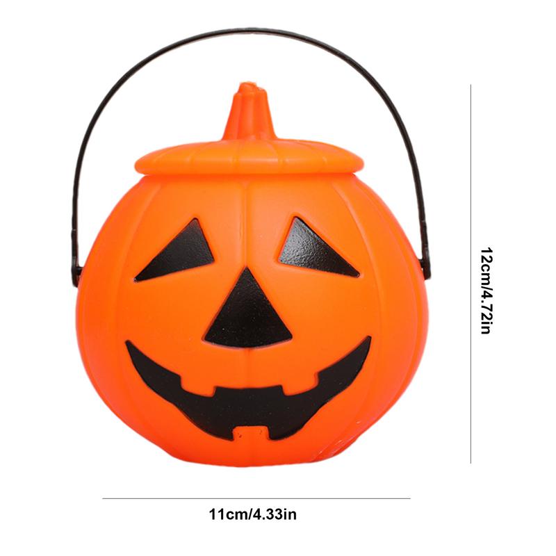 Pumpkin Trick Or Treat Bucket Halloween Candy Buckets For Kids Horror Festival Tricking Snack Bucket With Handle And Lid