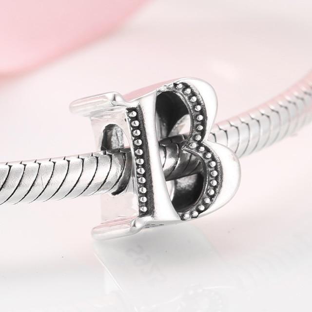 925 Sterling Silver Fashion Delicate A To Z Alphabet Letter Beads Fit Charms 925 Bracelets Bangles Diy Jewelry