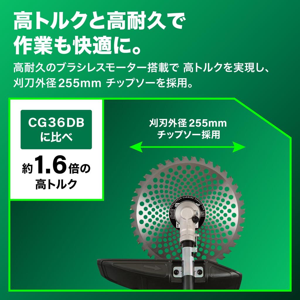 HiKOKI 36V Rechargeable Grass Trimmer with Handle and Split Pipe Design and Charger Sold CG36DC(D)(NN) Dual-Handed (Battery Separately)