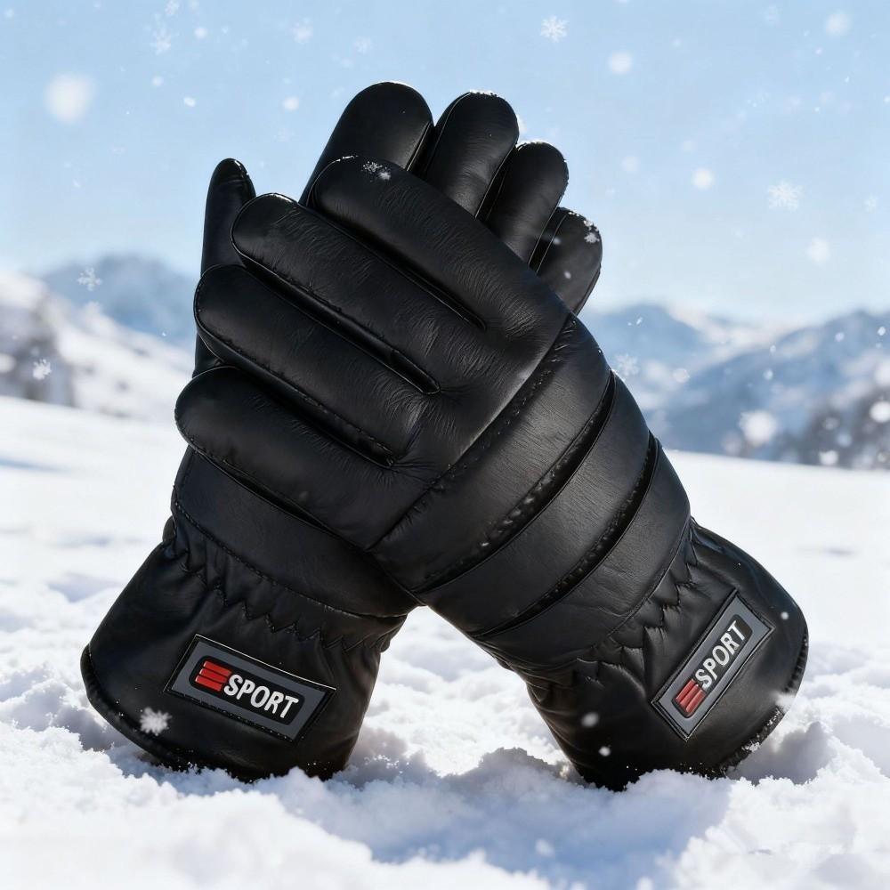 New PU Gloves Windproof Coldproof Warm Gloves Warm Skiing Gloves Gift