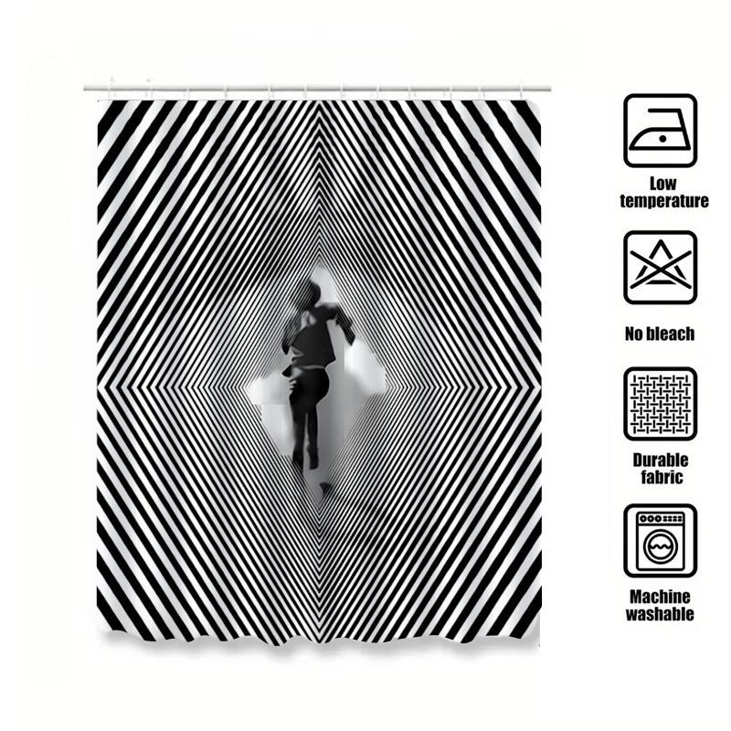shower curtains 180x200CM Nordic shower curtain geometric pattern with 12 grommeters for spa bathroom decor bathroom accessories