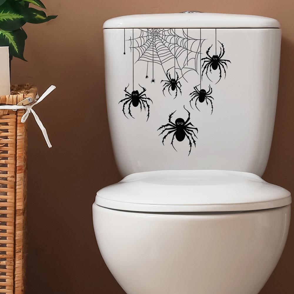 Web Halloween Spider Toilet Sticker Decor For Living Room Bedroom And Entryway