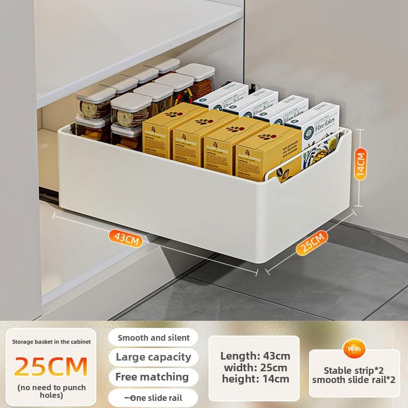 New Kitchen Storage Rack with Slide Rails Pull-out Kitchen Drawer Type Storage Tray Spice Box Storage Shelf Cabinets Organizer